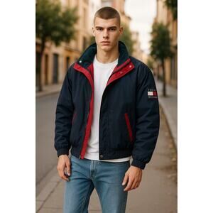 Mens Vintage 90s Y2K Tommy Hilfiger Jacket S Navy Plaid